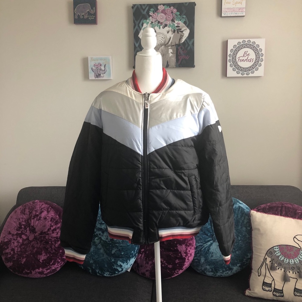 Cross Colored Puffer Coat NWT